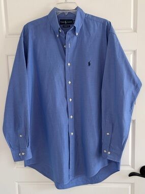 Ralph Lauren Classic Fit Cotton Blue Button Down Shirt Mens 16 32/33 Preppy